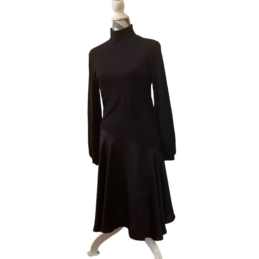 ZARA Womens Black Knit Sweater Turtleneck Maxi Dress